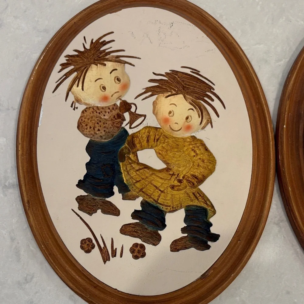 Vintage Style Brown and Cream Wall Art Set